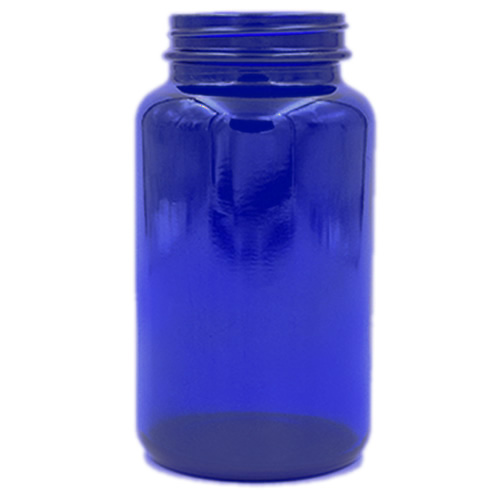 cobalt blue glass round wide mouth packer 300cc