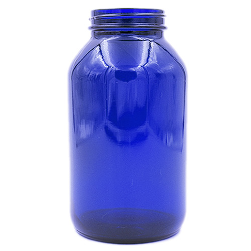 cobalt blue glass round wide mouth packer 400cc