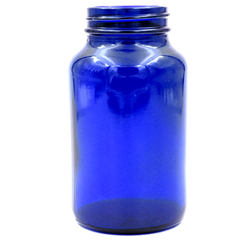 cobalt blue glass round wide mouth packer 200cc