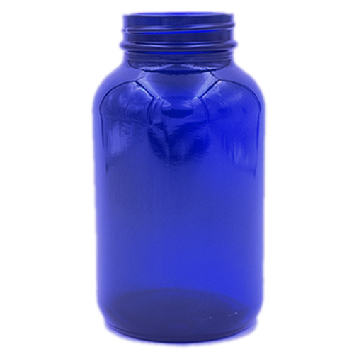 cobalt blue glass round wide mouth packer 250cc